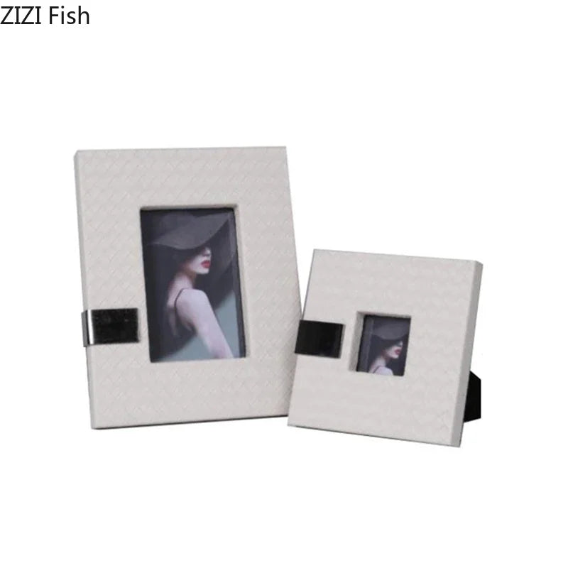 Afralia™ Leather Photo Frame | Modern Design Picture Frame Bedside Table & Desk Décor