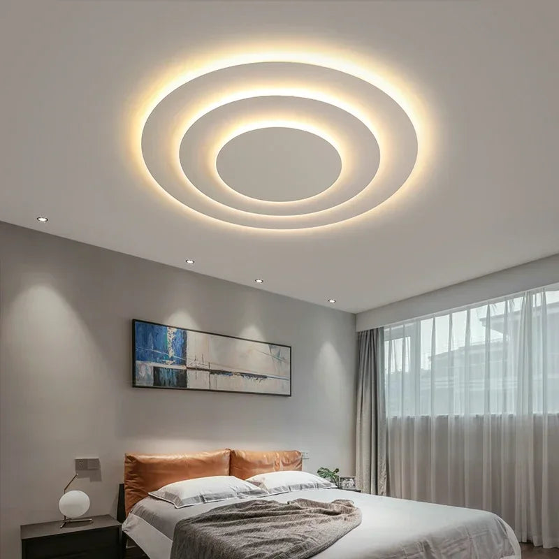 Afralia™ Modern Nordic Corrugated Chandelier Flush Mount Ceiling Light for Bedroom and Living Room