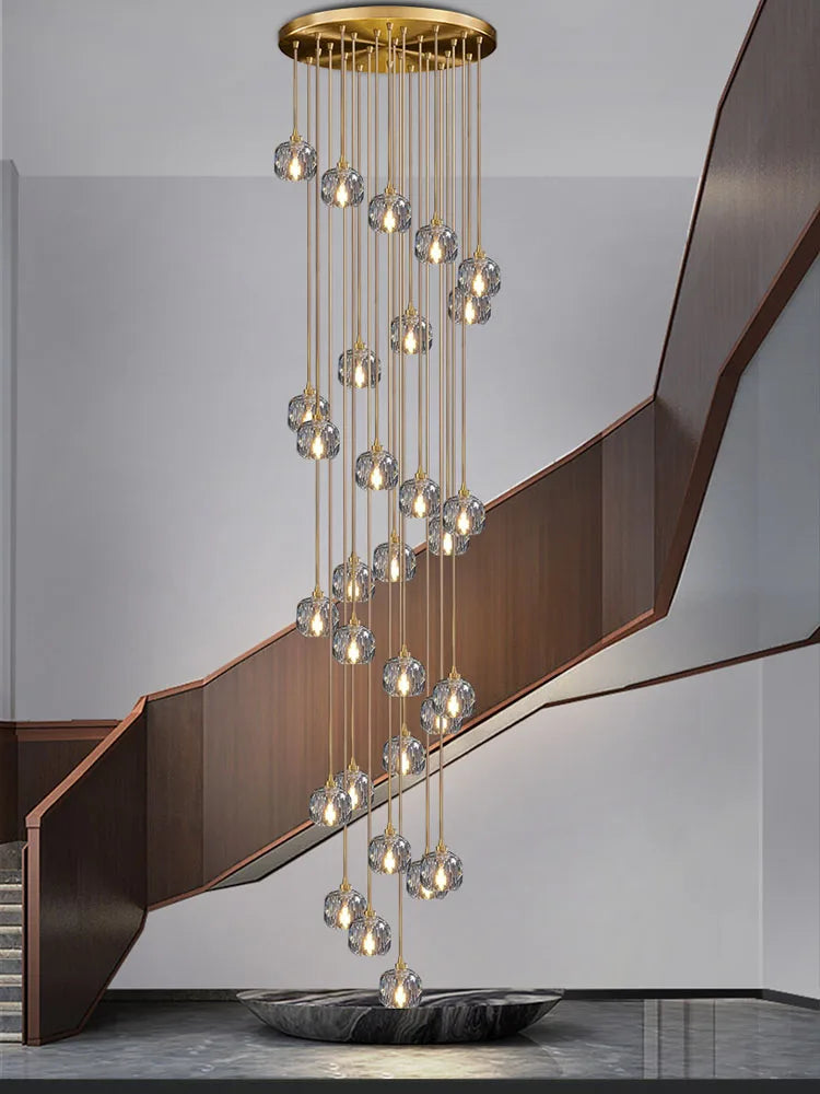 Afralia™ Crystal Stainless Steel Staircase LED Chandelier for Modern Luxury Interiors