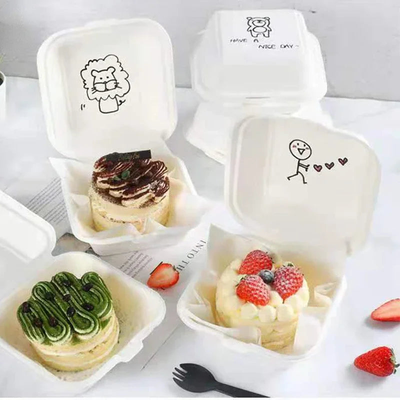 Afralia™ Biodegradable Dessert Box Set: 5Pcs Microwave Disposable Food Container