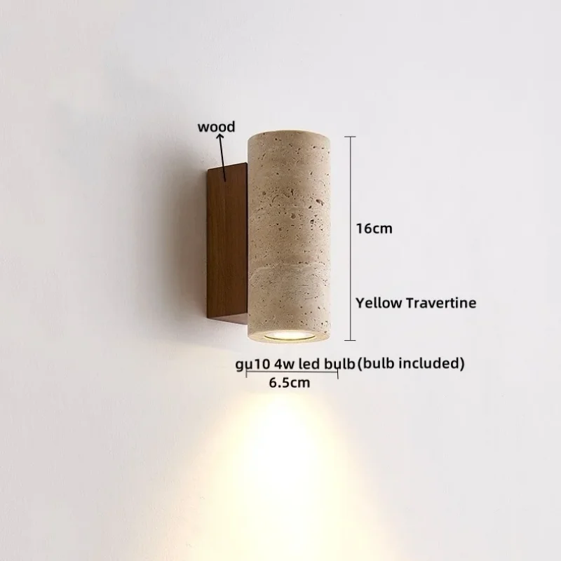 Afralia™ Yellow Travertine COB LED Wall Light for Nordic Living Space