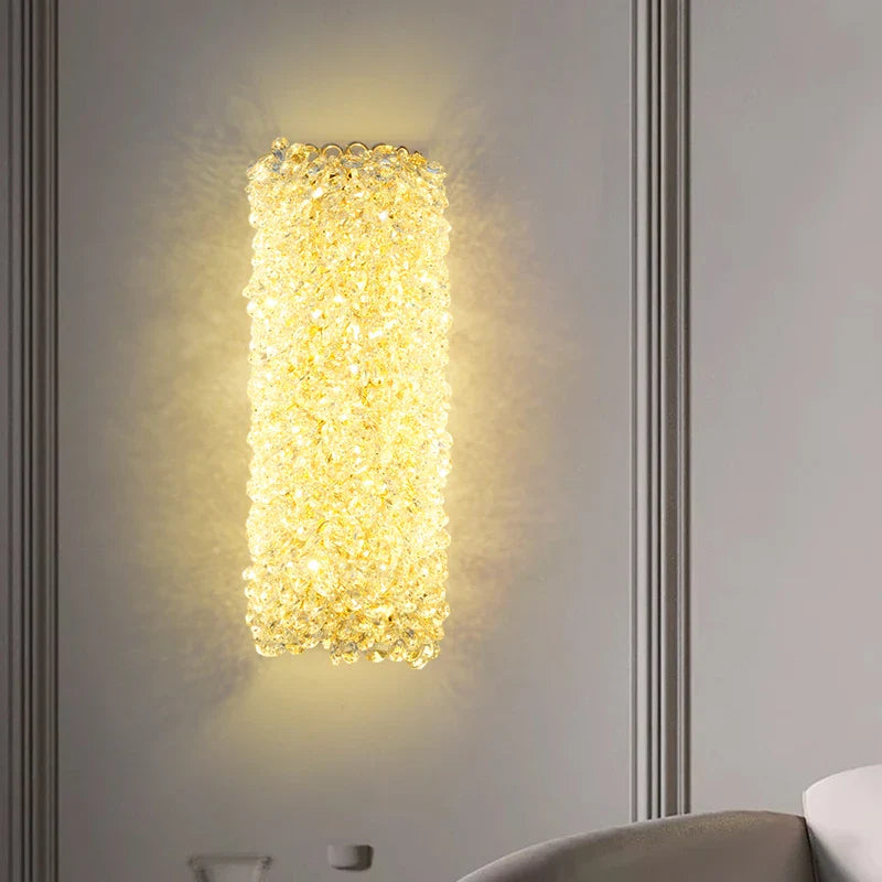 Afralia™ Gold Metal Crystal Wall Light for Bedroom, Stairs, Aisle - Adjustable Wire, G9 Bulb