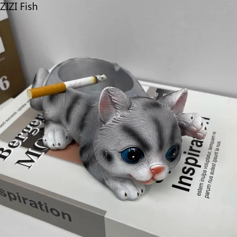 Afralia™ Kittens & Puppies Resin Ash Tray - Smoking Accessories for Office Table