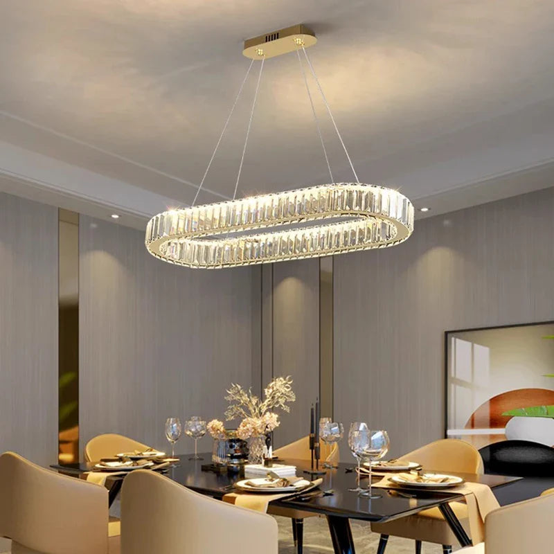 Afralia™ Crystal Chandelier: Modern Living & Dining Room Pendant Lights