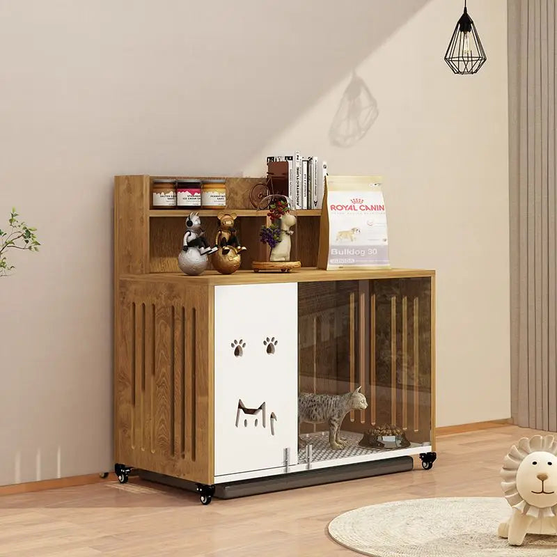 Afralia™ Modern Wood Cat Cage House Small Animal Shelter Multi-layer Cabinet