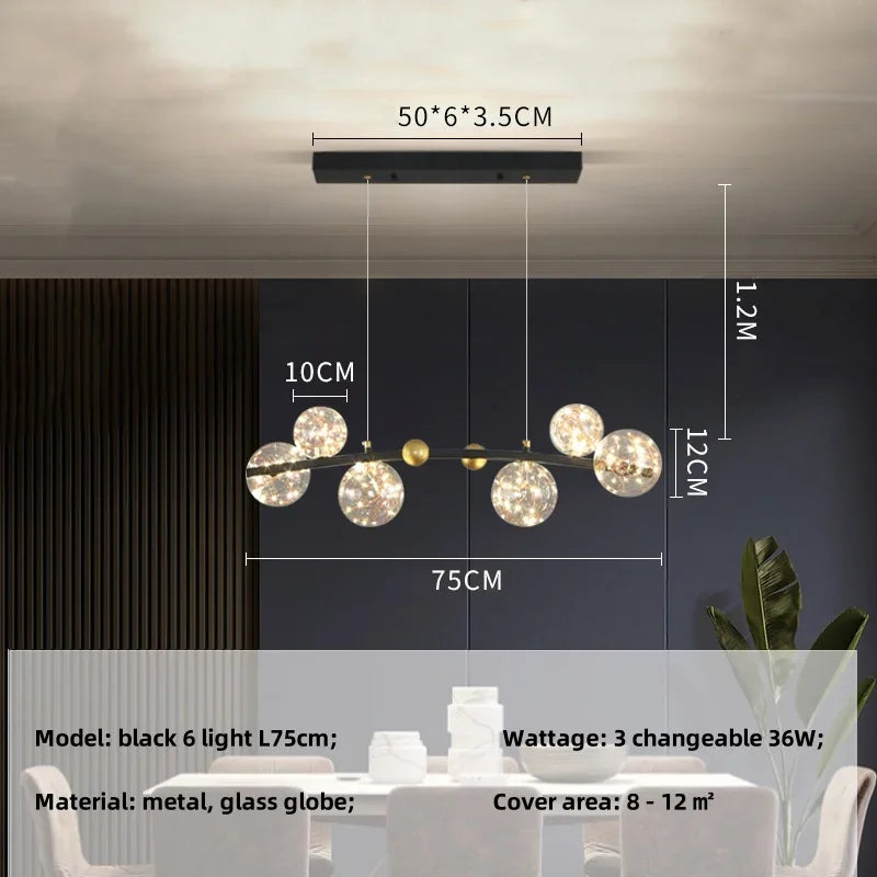 Afralia™ Modern Dimmable Metal Pendant Lights with Glass Globe for Dining Room & Bar