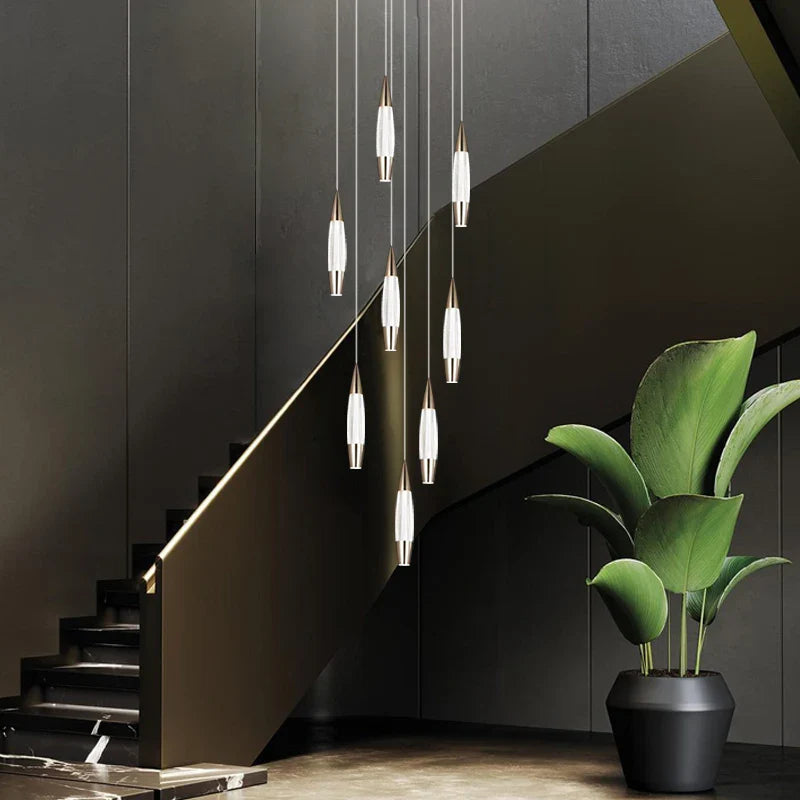 Afralia™ Modern Acrylic Villa Stair Chandelier for Living, Dining, and Kitchen