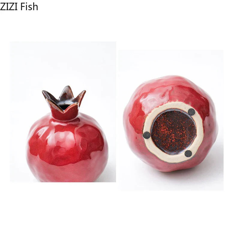 Afralia™ Porcelain Pomegranate Vase: Ceramic Table Decoration for Aesthetic Room Decor