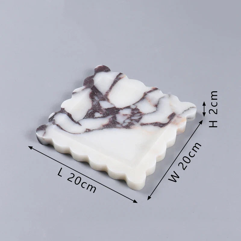 Afralia™ Calacatta Viola Marble Tray: Luxury Vanity & Kitchen Decor Tray