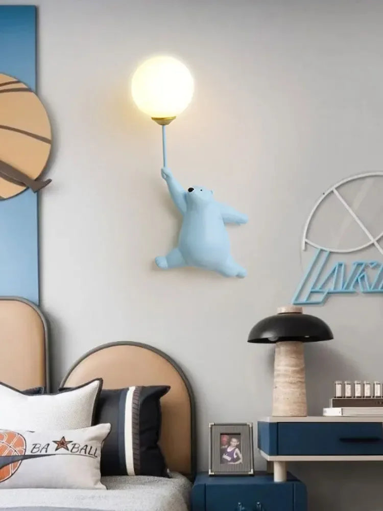 Afralia™ Bear Kids Wall Lamp Set: Boy and Girl Bear Lights for Bedroom Decor