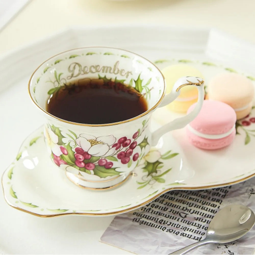 Afralia™ Vintage Phnom Penh Coffee Cup Set in Bone China for Home Office