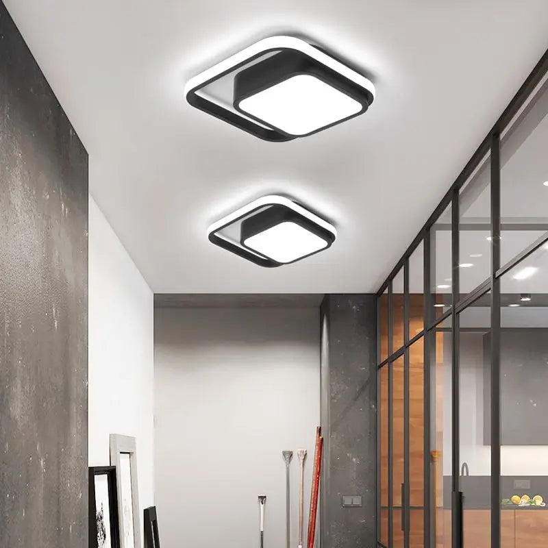 Afralia™ Black Gold LED Ceiling Lights with Remote Control - Indoor Chandelier Lighting