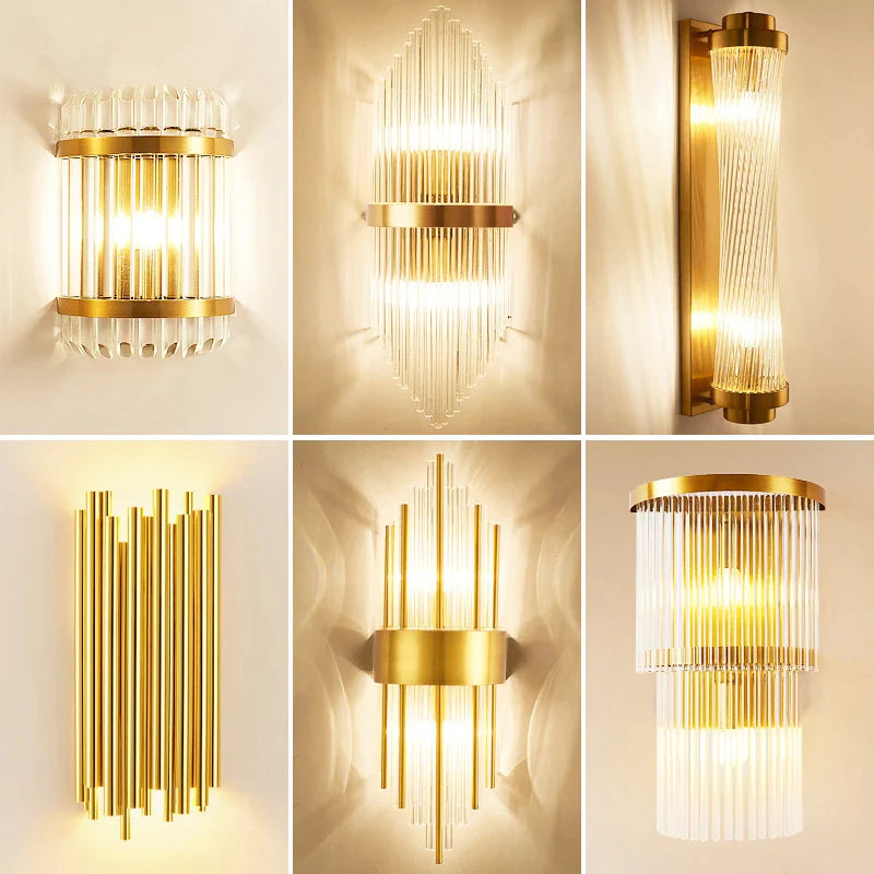 Afralia™ Gold Crystal Wall Lights: Modern LED Sconce for Bedroom, Living Room & Bathroom