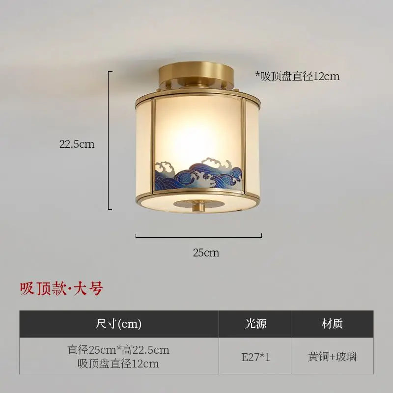 Afralia™ Chinese Style Copper Pendant Light for Bedroom, Aisle, and Headboard Zen Chandelier