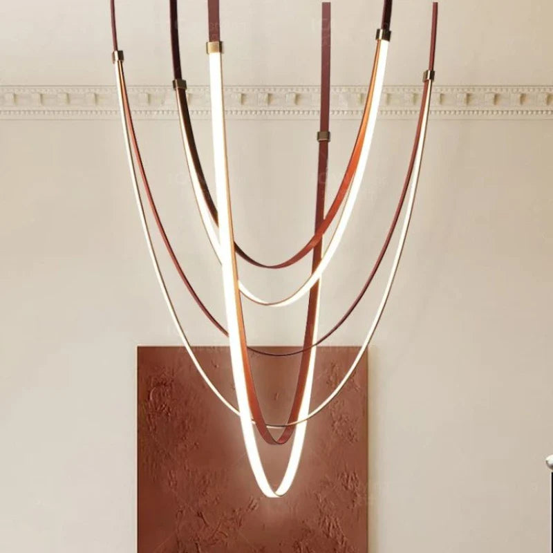 Afralia™ LED Long Strip Chandelier for Modern Living Room and Villa