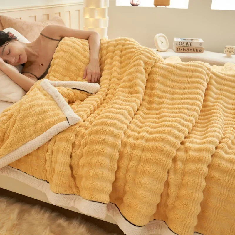 Afralia™ Fluffy Rabbit Plush Warm Blanket for Bed, Soft & Cozy Autumn Winter Comfort