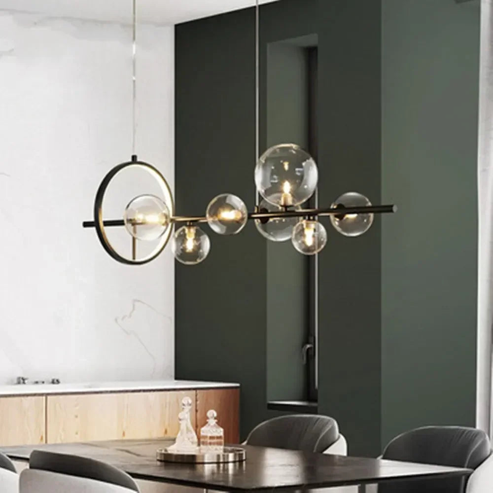 Afralia™ Modern Metal Chandelier with Clear Glass Bubbles - 7-Light G9 Fixture for Home Living Room