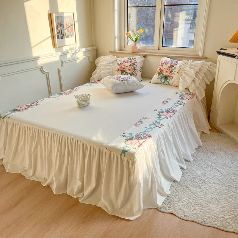 Afralia™ Princess Bedding Set with Lace Ruffles and Flowers