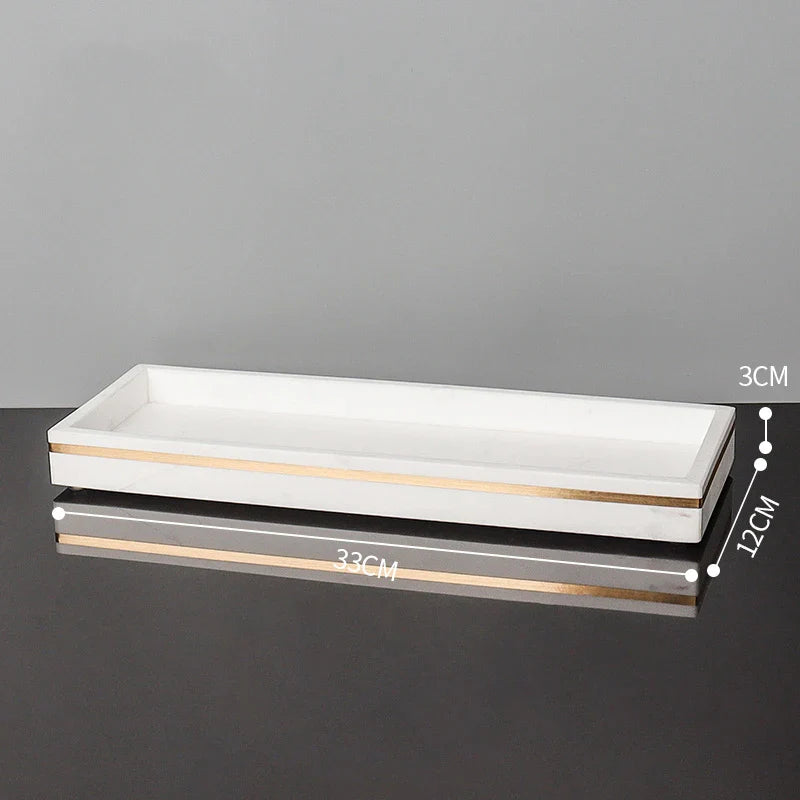 Afralia™ Volakos White Marble Bathroom Set with Golden Accents