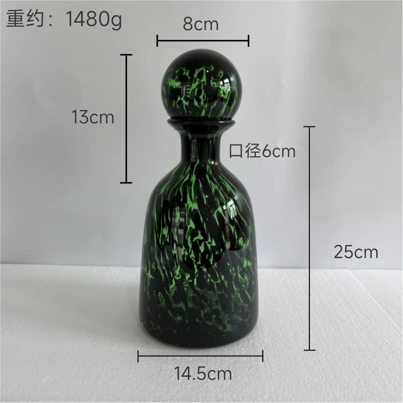 Afralia™ Leopard Print Glass Vase with Lid, Colorful Terrarium Home Decoration