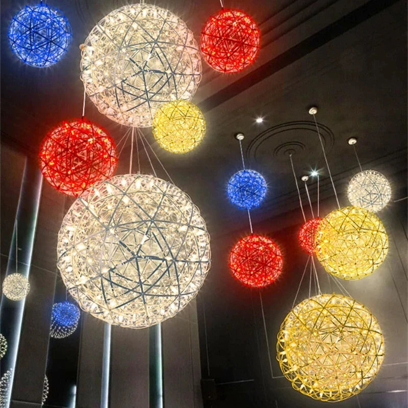 Afralia™ Modern Spark Ball Chandelier for Restaurant Living Room: Creative Round Pendant Lamp