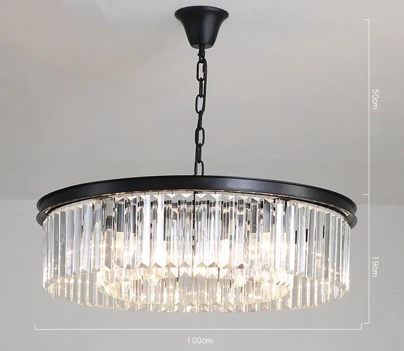Afralia™ Metal Crystal Pendant Light Chandelier for Living Room, LED Hanging Lamp