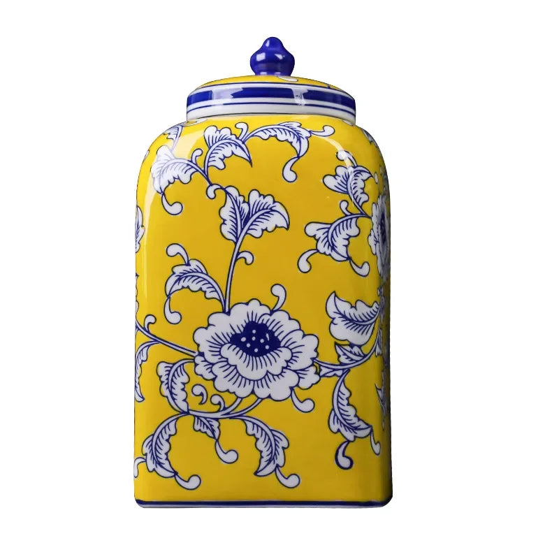 Afralia™ Blue White Porcelain General Jar Flower Vase Crafts Home Decor Jar