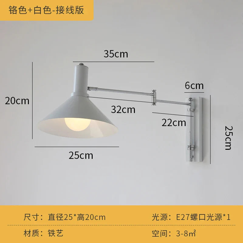 Afralia™ Cream Wind Wall Lamp LED E27 Swing Arm Telescopic Staircase Bedside Reading