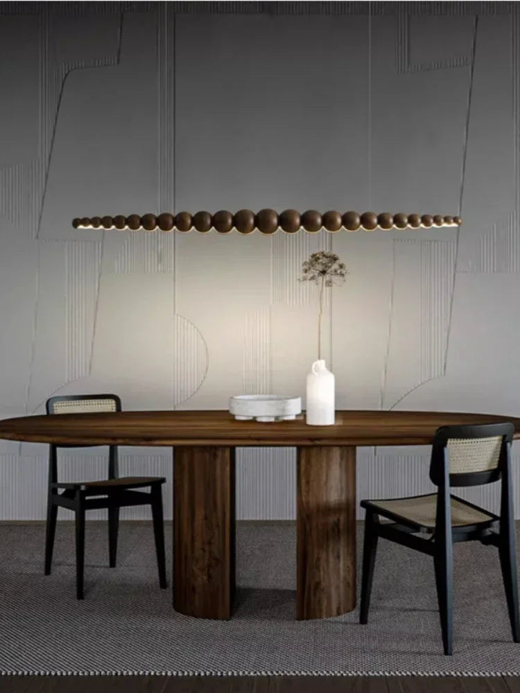 Afralia™ Solid Wood Pendant Light for Living Room Decor - Modern Linear Hanging Ceiling Light