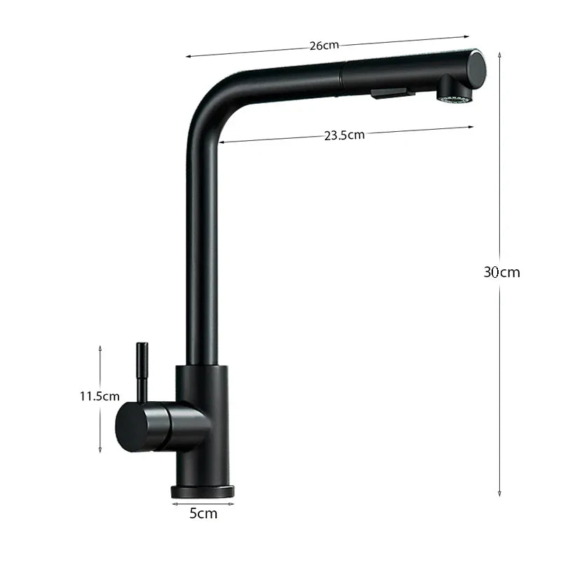 Afralia™ Stainless Steel Retractable Kitchen Faucet Mixer Tap with Two Modes