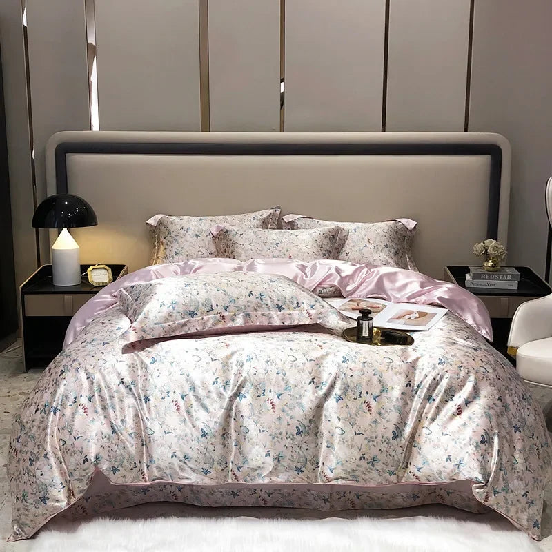 Afralia™ Mulberry Silk Bedding Sets - Summer Print Comforter Set for Adults