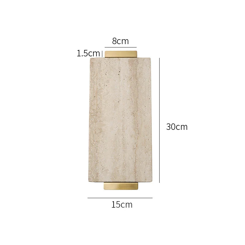 Afralia™ Beige Travertine Stone Tray with Golden Metal Handle