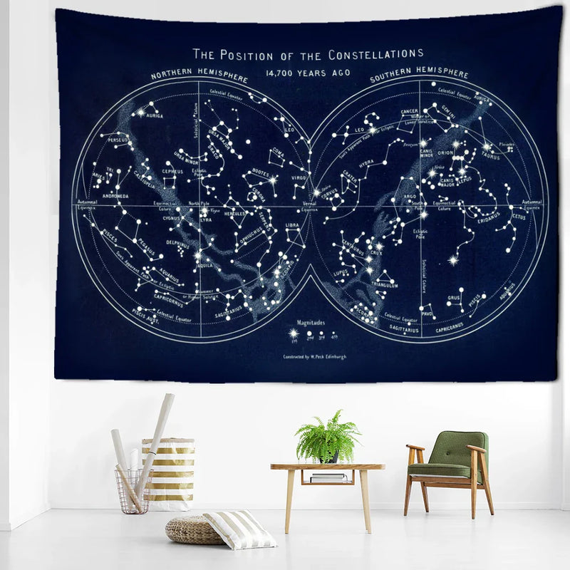 Afralia™ Cosmic Constellation Compass Tapestry: Abstract Psychedelic Witchcraft Wall Hanging