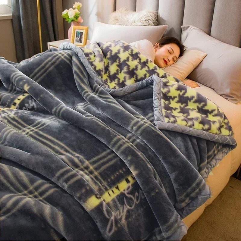 Afralia™ Cozy Flocked Raschel Blanket | Soft & Warm Double-Sided Winter Bedding