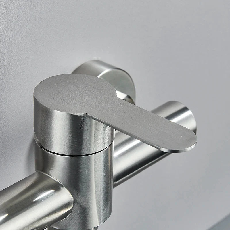 Afralia™ Brushed Nickel Kitchen Faucet - Double Hole Mixer for Cold and Hot Water