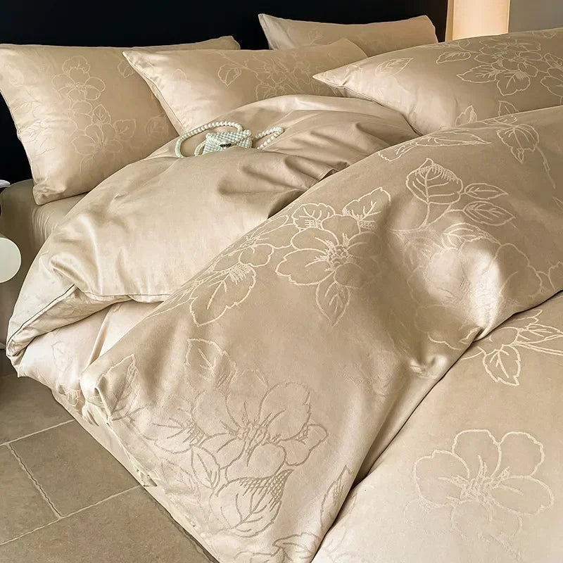 Afralia™ Luxury Jacquard Satin Cotton Bedding Sets for Adults