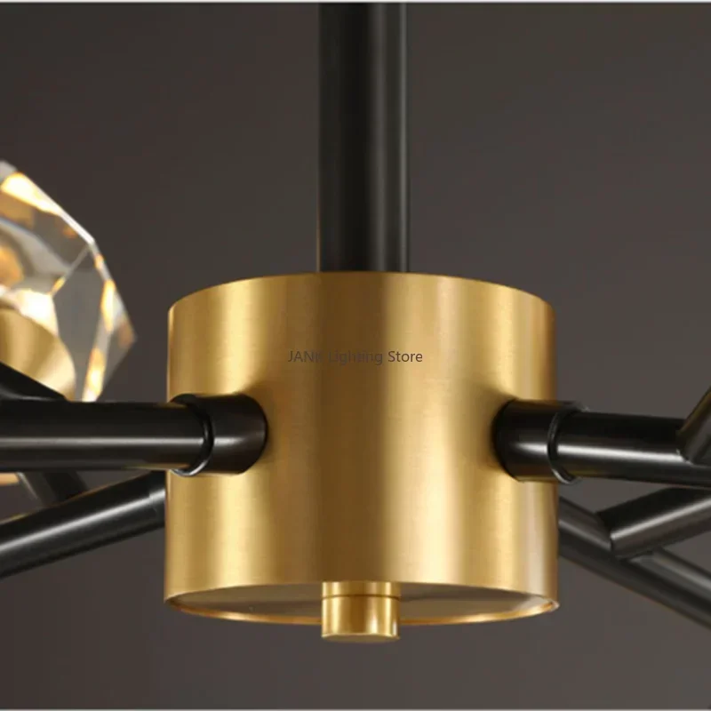 Afralia™ Modern Gold Black Crystal Chandelier LED Light