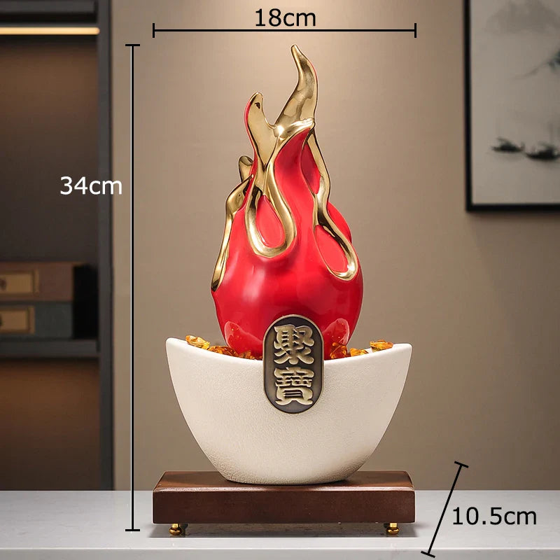 Afralia™ Gilded Pitaya Cat Ceramic Feng Shui Ornament Landscaping Decoration