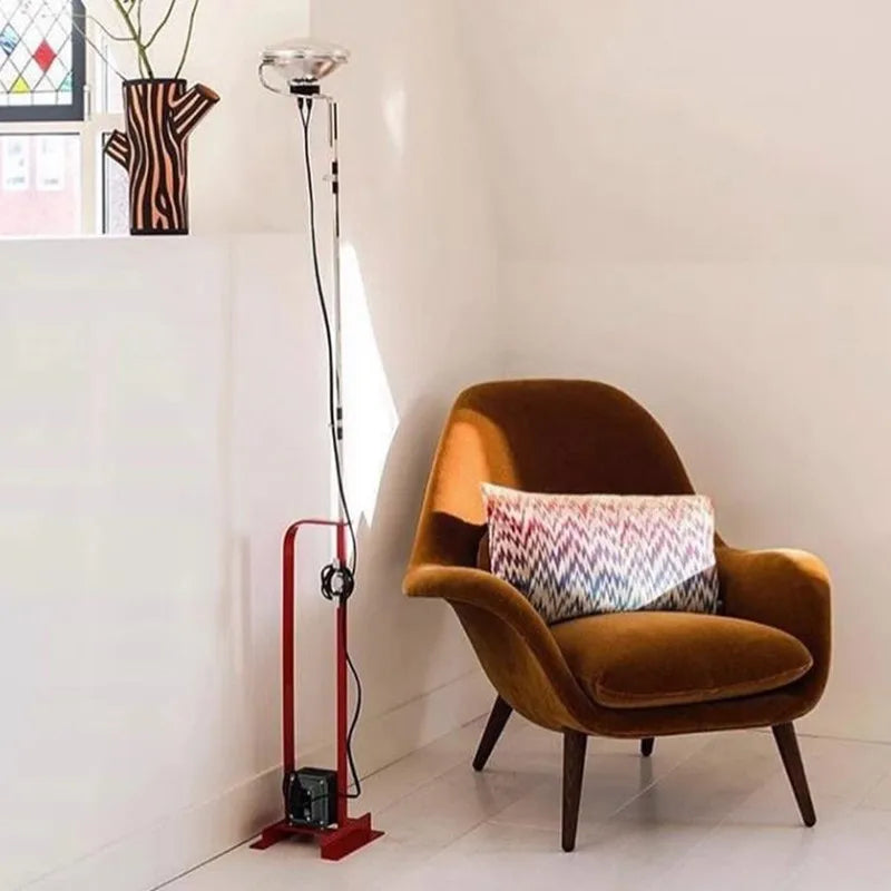 Afralia™ Toio Floor Lamp: Black, White, Red; Iron, Chrome; Italian Design; Spotlight for Bedroom, Office, Indoor