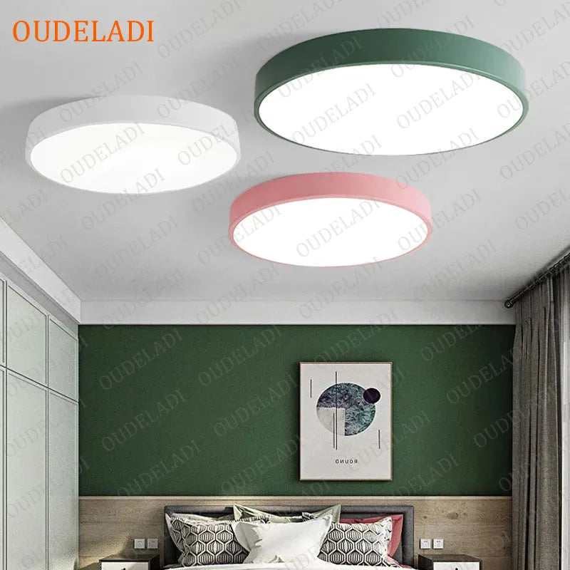 Afralia™ Colorful Round LED Ceiling Light for Living Room, Bedroom, Children's Room, and Aisle