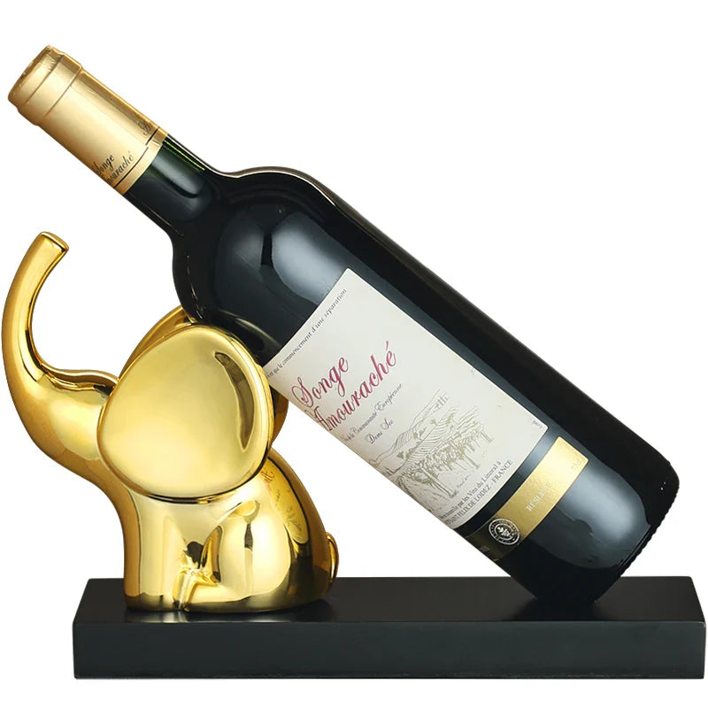 Afralia™ Elephant Wine Rack Table Ornament Home Decor Sculpture Craft Art