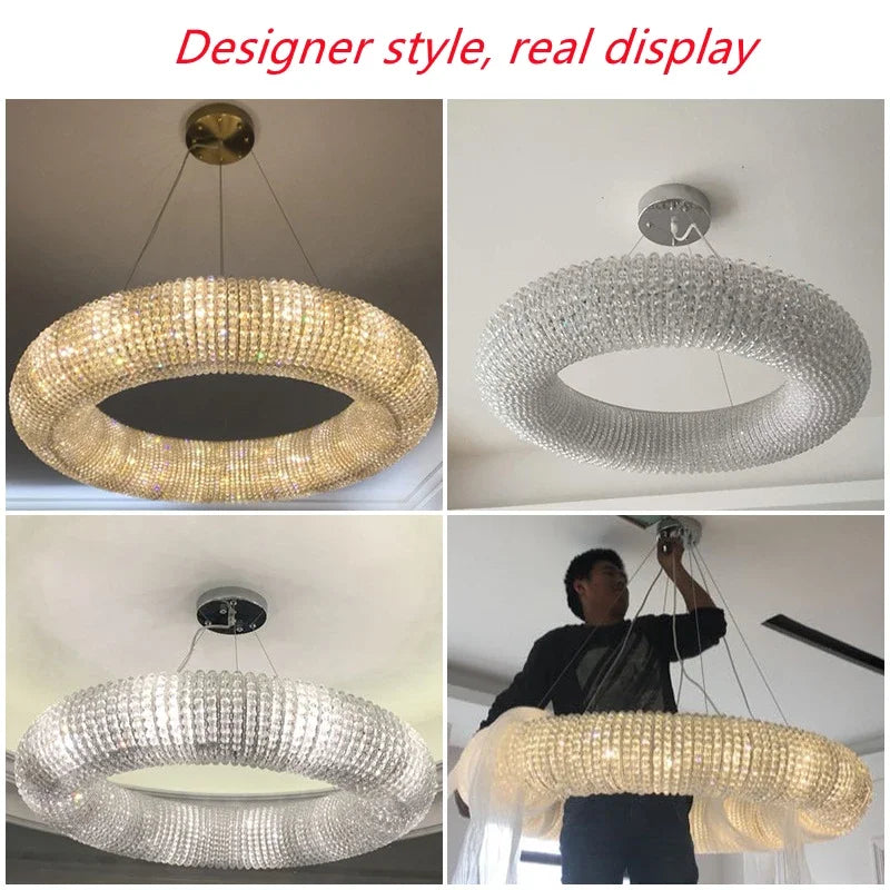 Afralia™ LED Crystal Chandelier: Luxury Lighting Fixture for Living Room, Dining Room, Bedroom, Hotel Lobby