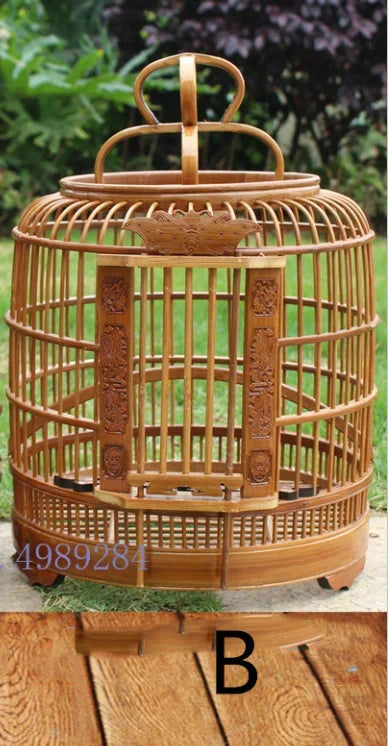 Afralia™ Small Bamboo Handmade Canary Birdcage Hanging Ornament Decoration
