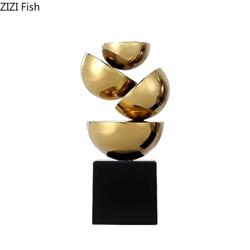 Afralia™ Geometric Metal Sculpture Desk Decor for Room Aesthetics