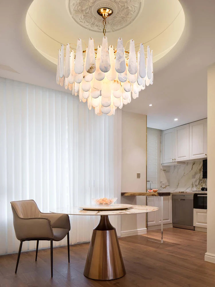 Afralia™ Art Deco Marble Home Chandelier Lighting Dimmable LED 2025
