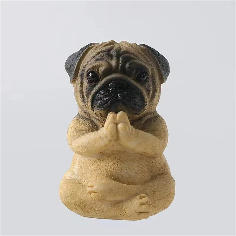 Afralia™ Bulldog Resin Statue Yoga Sculpture Miniature Figurine Home Garden Decor