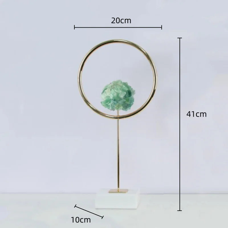 Afralia™ Metal Crystal Pendant Ring Sculpture Geometric Figurine Decoration