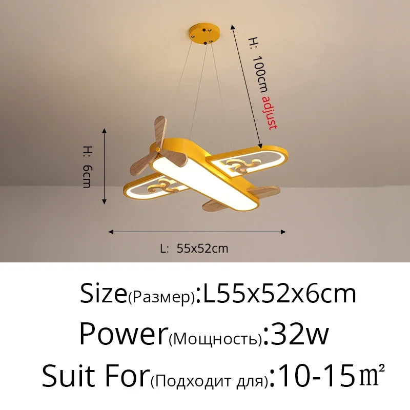 Afralia™ Wood LED Airplane Ceiling Light Yellow Blue Minimalist Design