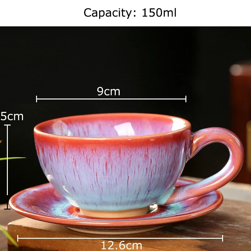 Colorful Porcelain Tea Cup & Saucer Set | Afralia™ Retro 150ml Coffee Mug