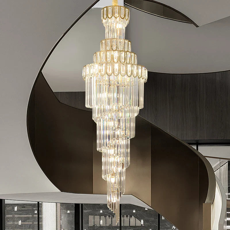 Afralia™ Light Luxury Rotating Crystal Chandelier for Villa Living Room